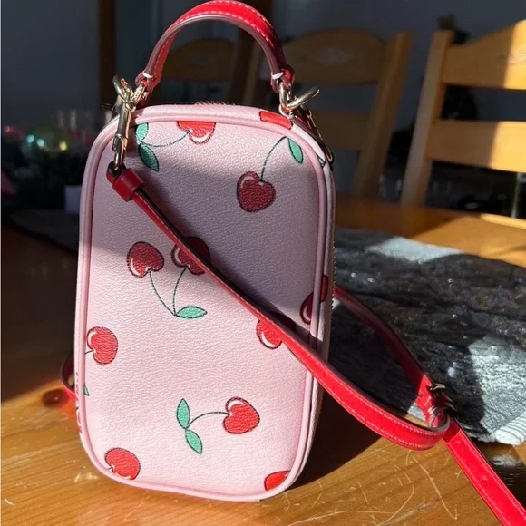 Coach Cherry Print Pink Crossbody Bag - Picture 6 of 10